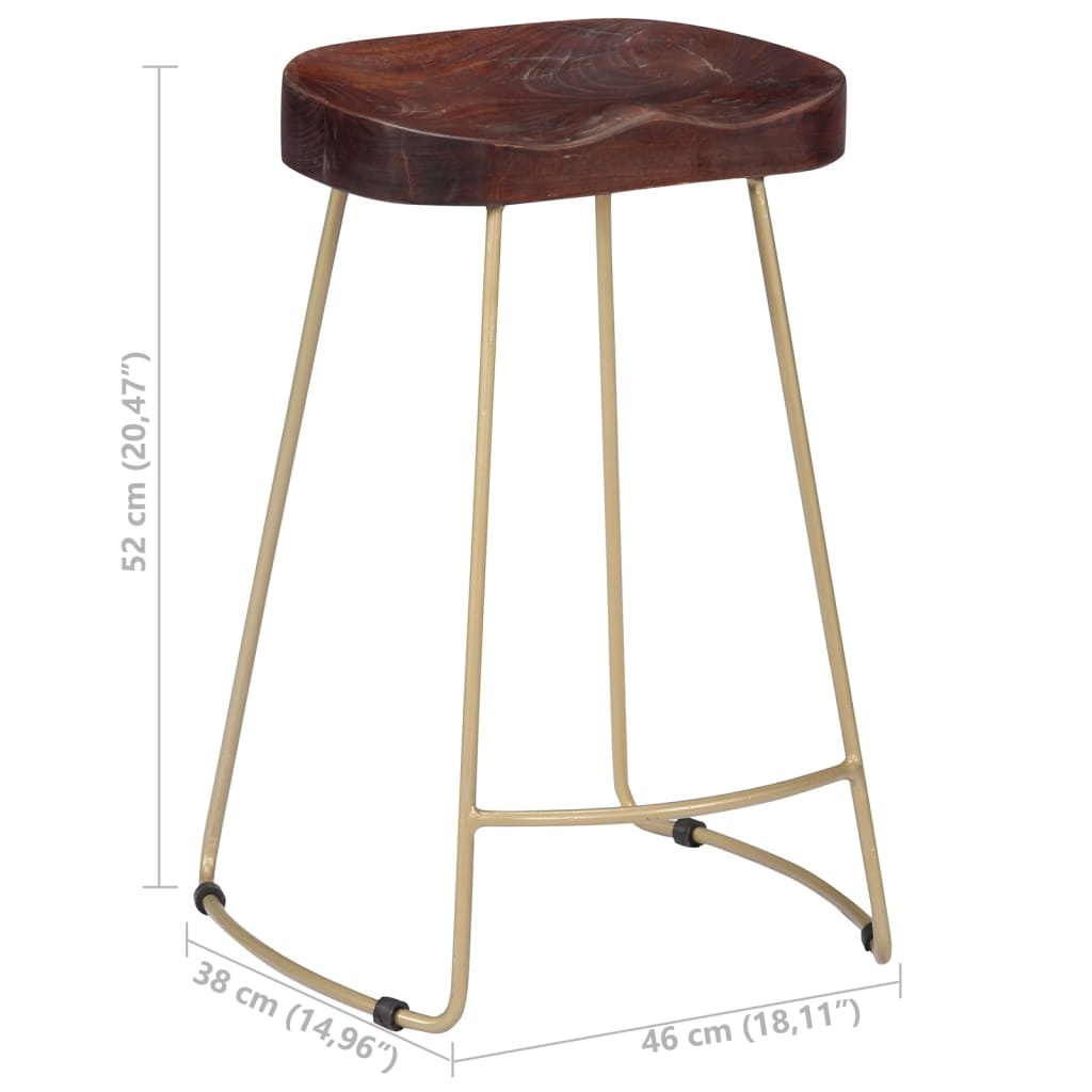 Sgabelli da Bar Gavin 2 pz Legno Massello di Mango - homemem39
