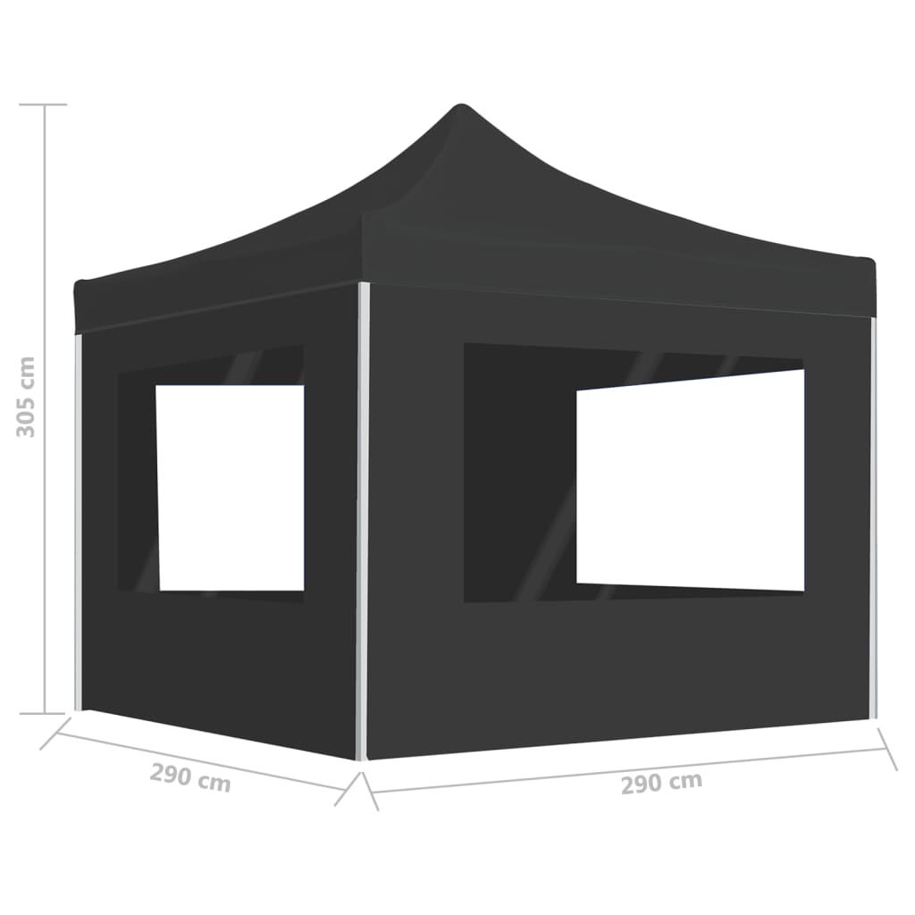 Gazebo Pieghevole con Pareti in Alluminio 3x3 m Antracite | homemem39