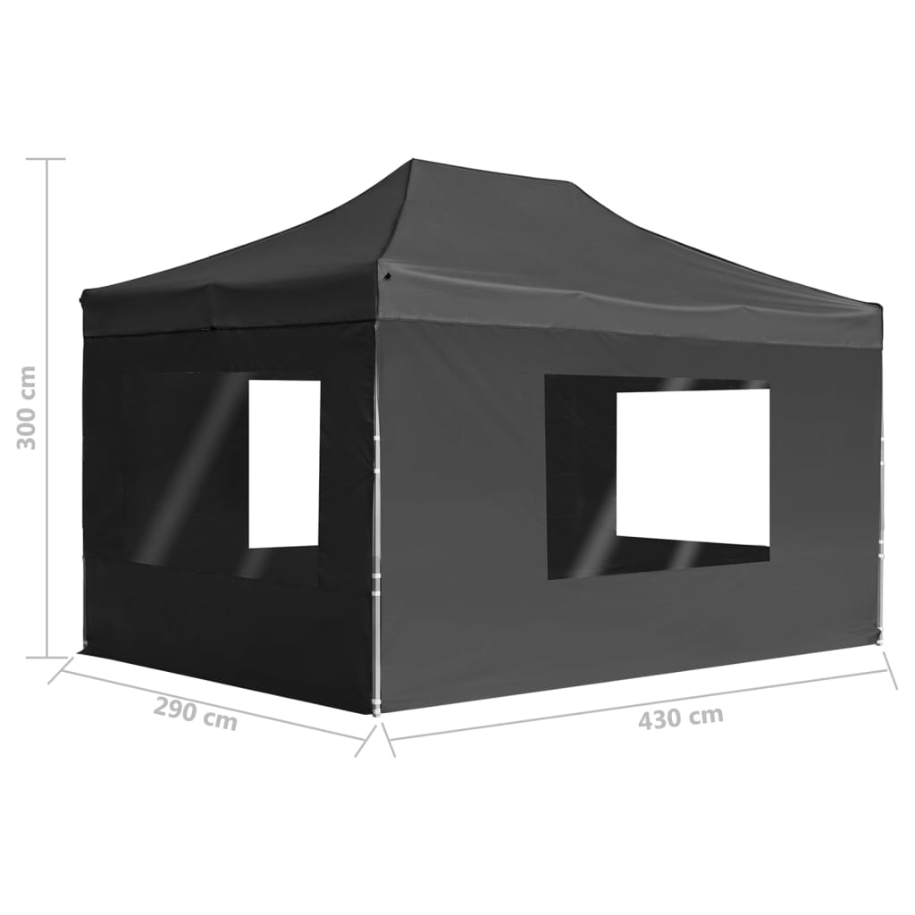Gazebo Pieghevole con Pareti in Alluminio 4,5x3m Antracite - homemem39