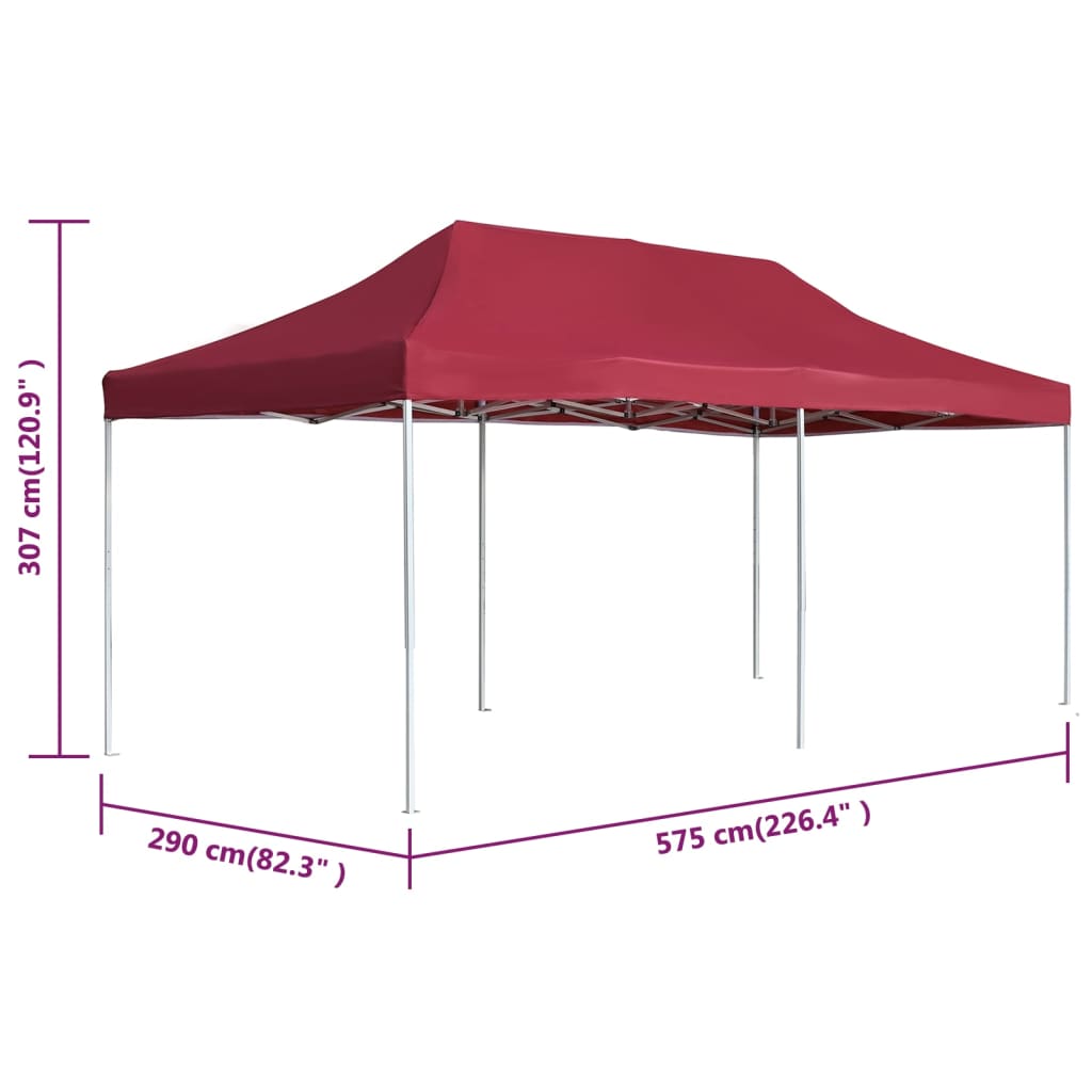Gazebo Professionale Pieghevole in Alluminio 6x3 m Rosso Vino - homemem39