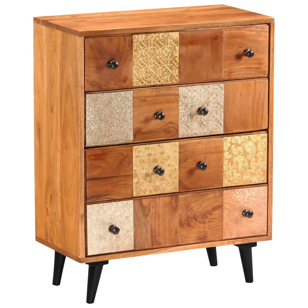 Cassettiera 60x30x75 cm in Legno Massello d'Acacia - homemem39