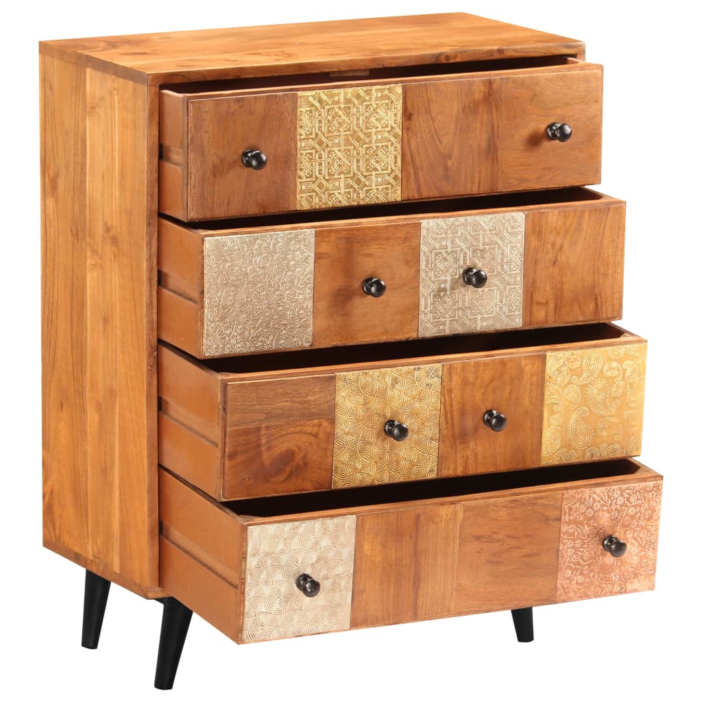 Cassettiera 60x30x75 cm in Legno Massello d'Acacia - homemem39