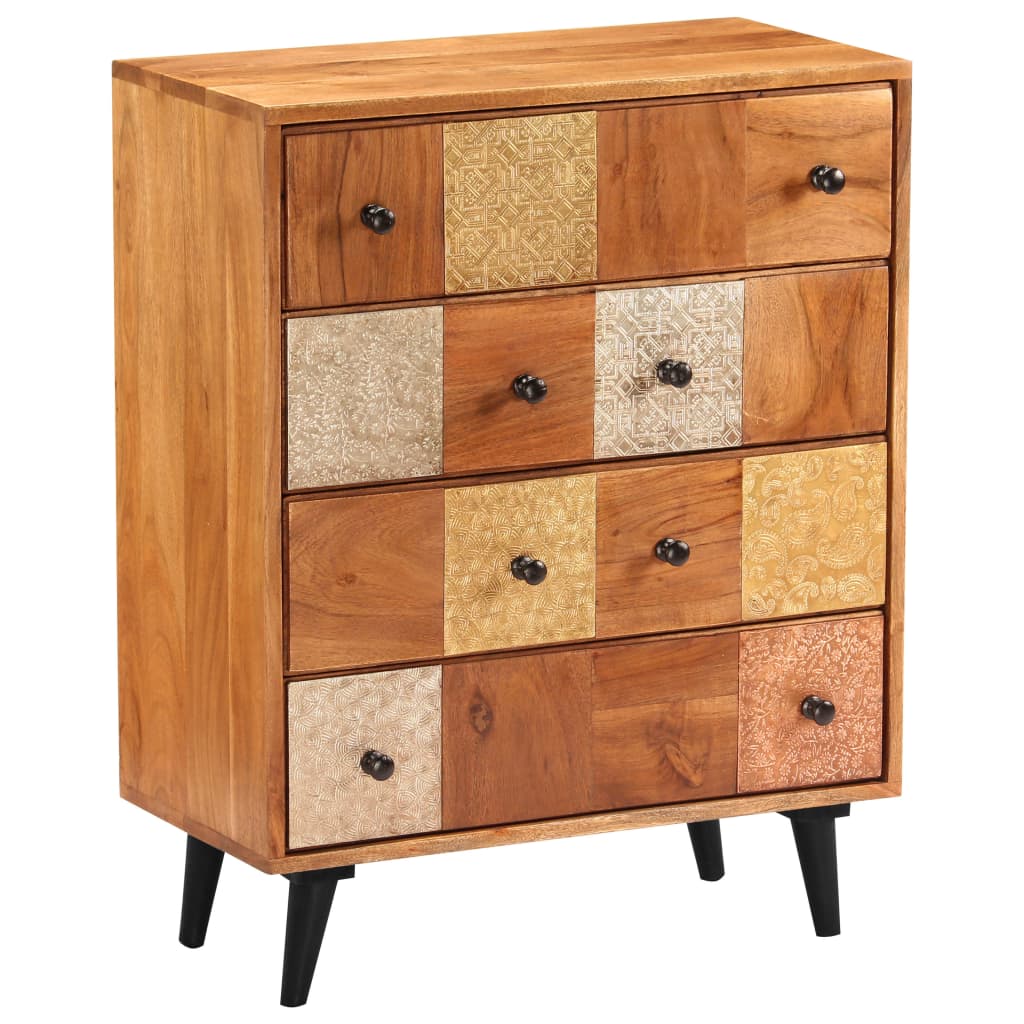Cassettiera 60x30x75 cm in Legno Massello d'Acacia - homemem39