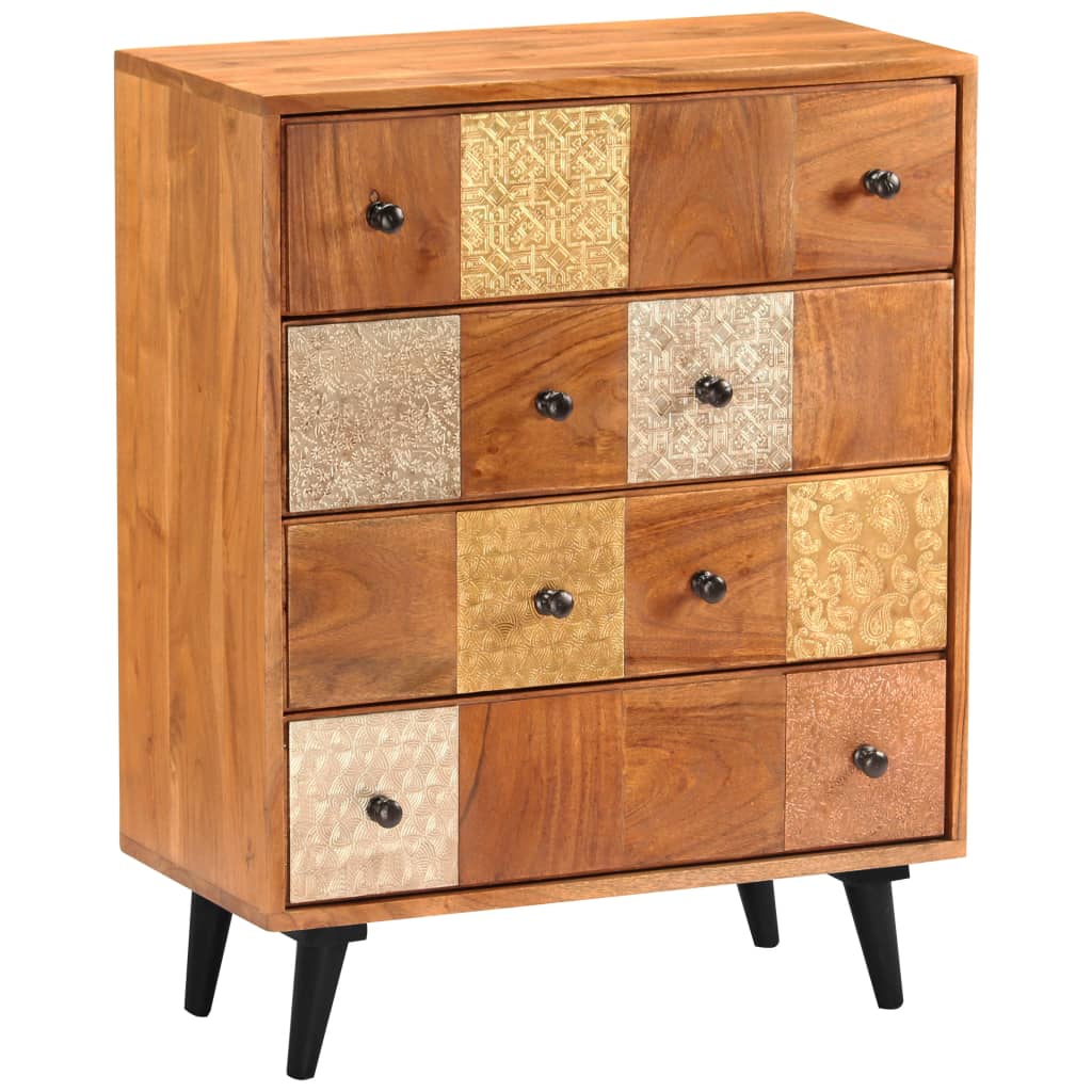 Cassettiera 60x30x75 cm in Legno Massello d'Acacia - homemem39