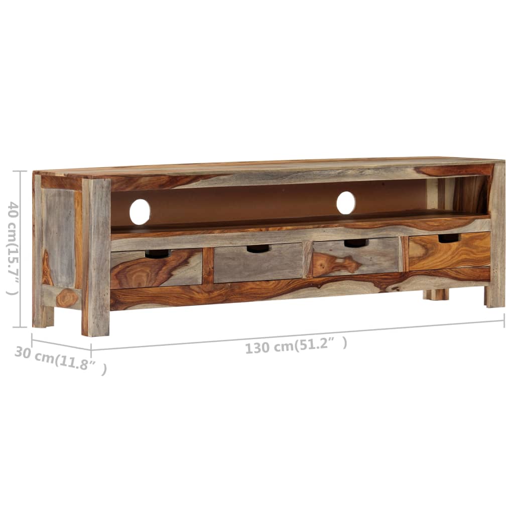TV stand in solid Sheesham wood 130x30x40 cm