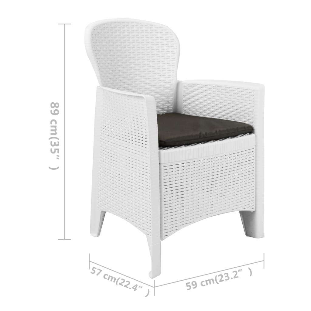 Sedie da Giardino 2 pz Cuscino Bianche in Plastica Stile Rattan | homemem39