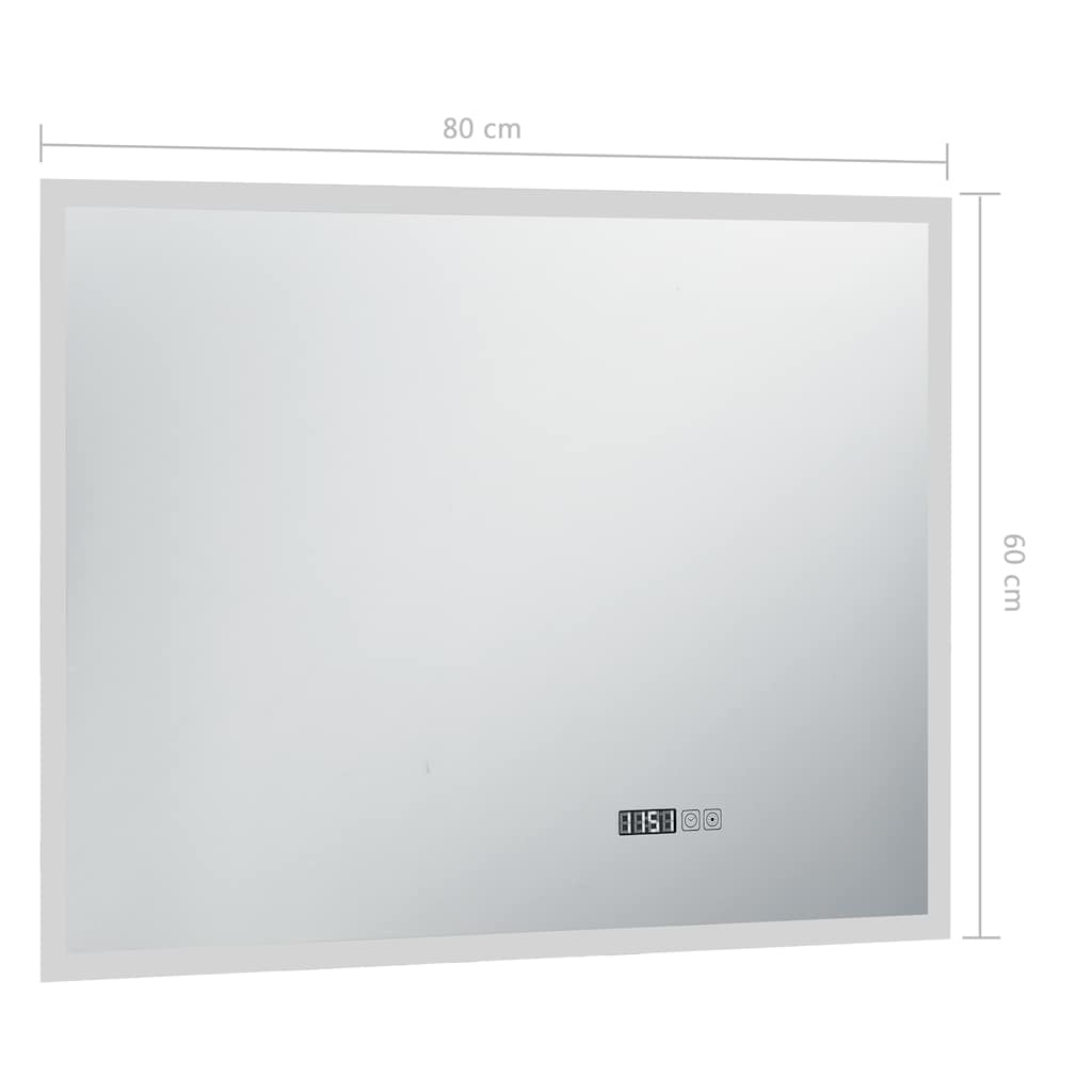 Specchio LED Bagno con Sensore Tattile e Schermo Orario 80x60cm - homemem39