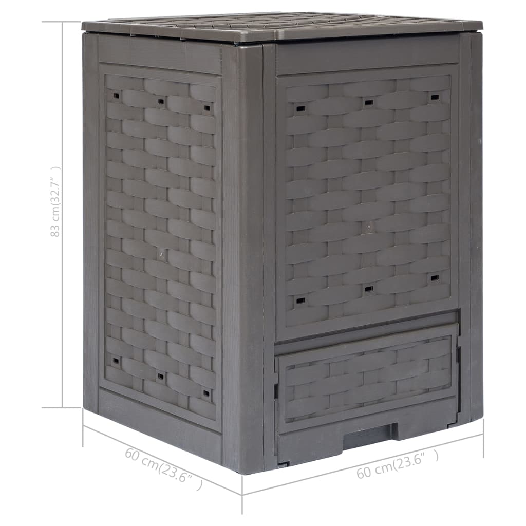 Compostiera Giardino Marrone 60x60x83 cm 300 L Rattan Plastica | homemem39