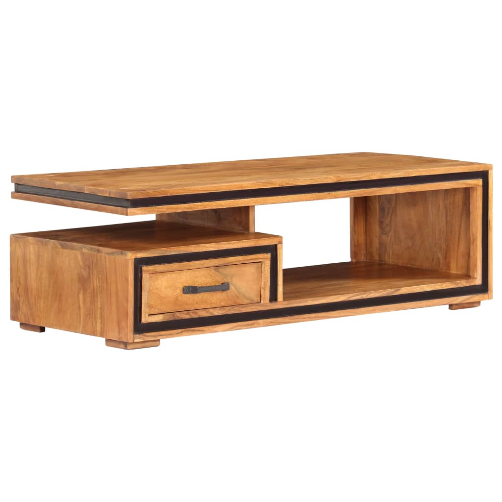 Tavolino da Salotto 100x45x33 cm in Legno Massello di Acacia