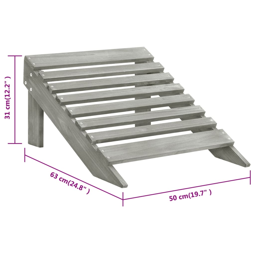 Sedia da Giardino con Poggiapiedi in Legno Grigio | homemem39