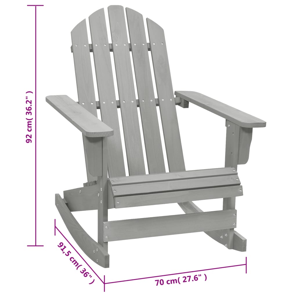 Sedia a Dondolo da Giardino in Legno Grigio | homemem39