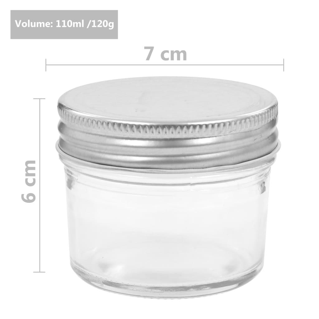 Vaso per Marmellata in Vetro Coperchio Argento 48 pz 110 ml - homemem39