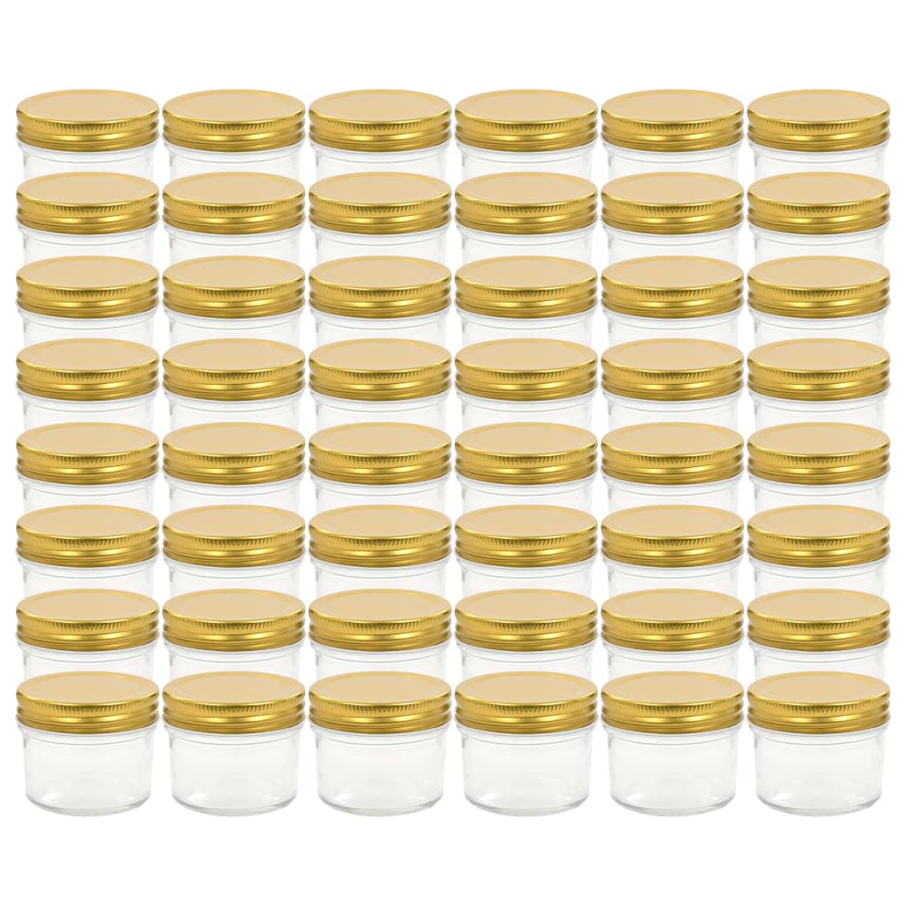 Vasi per Marmellata in Vetro Coperchio Oro 48 pz 110 ml - homemem39