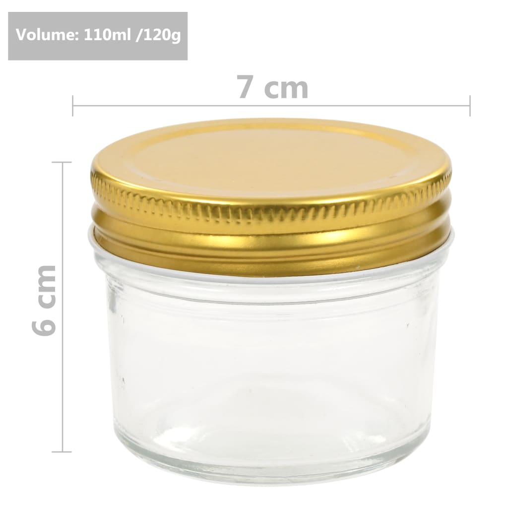 Vasi per Marmellata in Vetro Coperchio Oro 48 pz 110 ml | homemem39