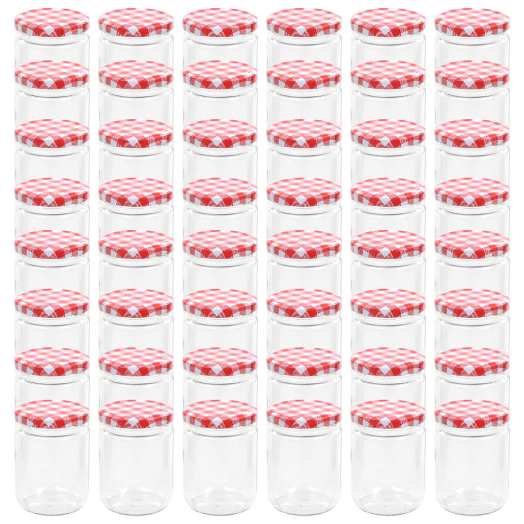 Vaso Marmellata in Vetro Coperchio Bianco e Rosso 48 pz 230 ml - homemem39