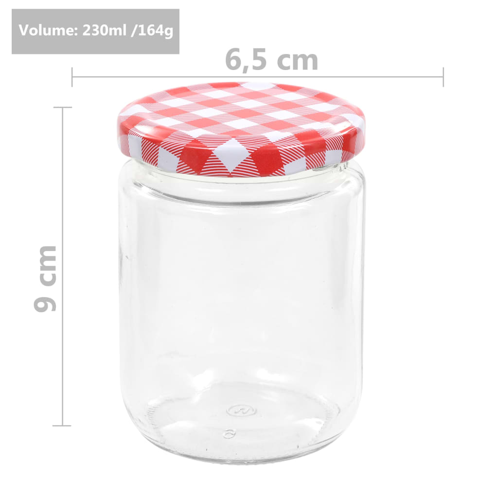 Vaso Marmellata in Vetro Coperchio Bianco e Rosso 48 pz 230 ml | homemem39