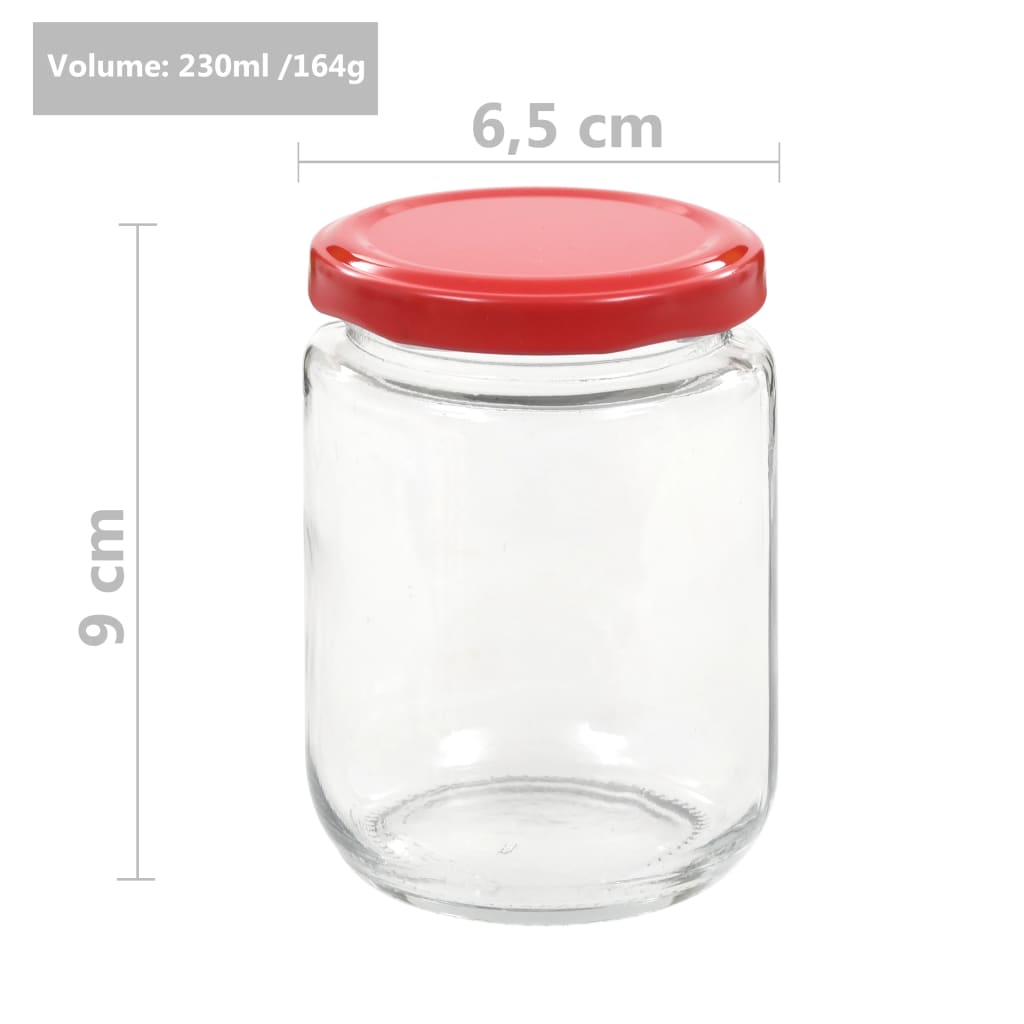 Vasi per Marmellata in Vetro Coperchio Rosso 48 pz 230 ml | homemem39