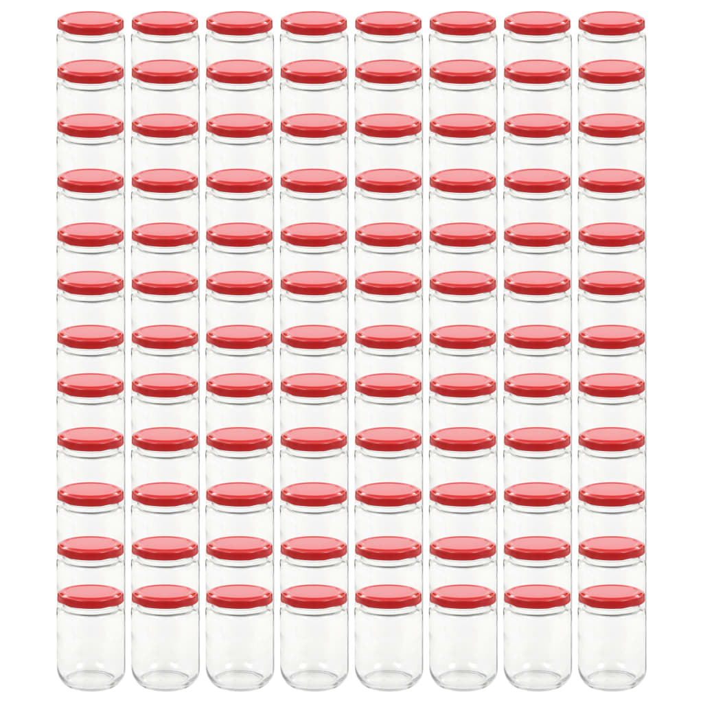 Vasi per Marmellata in Vetro Coperchio Rosso 96 pz 230 ml - homemem39