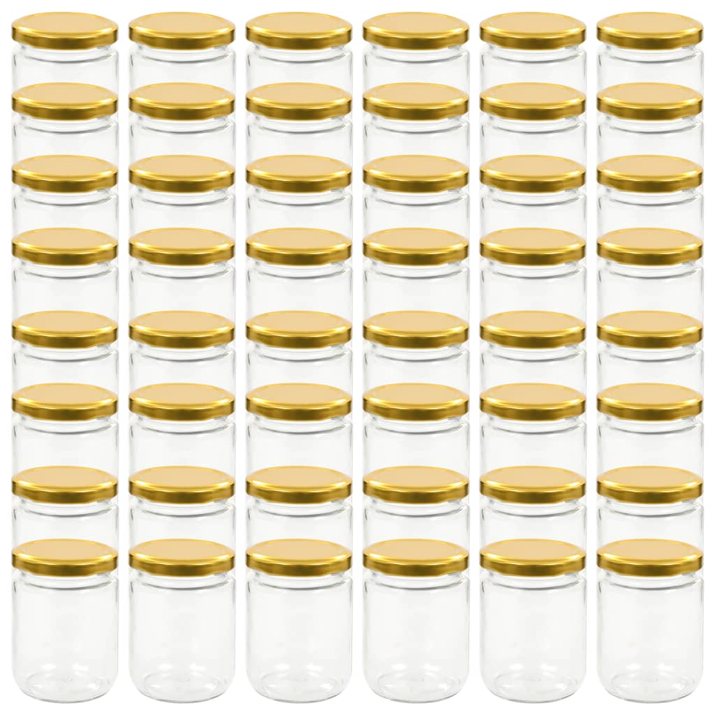 Vasi per Marmellata in Vetro Coperchio Oro 48 pz 230 ml - homemem39