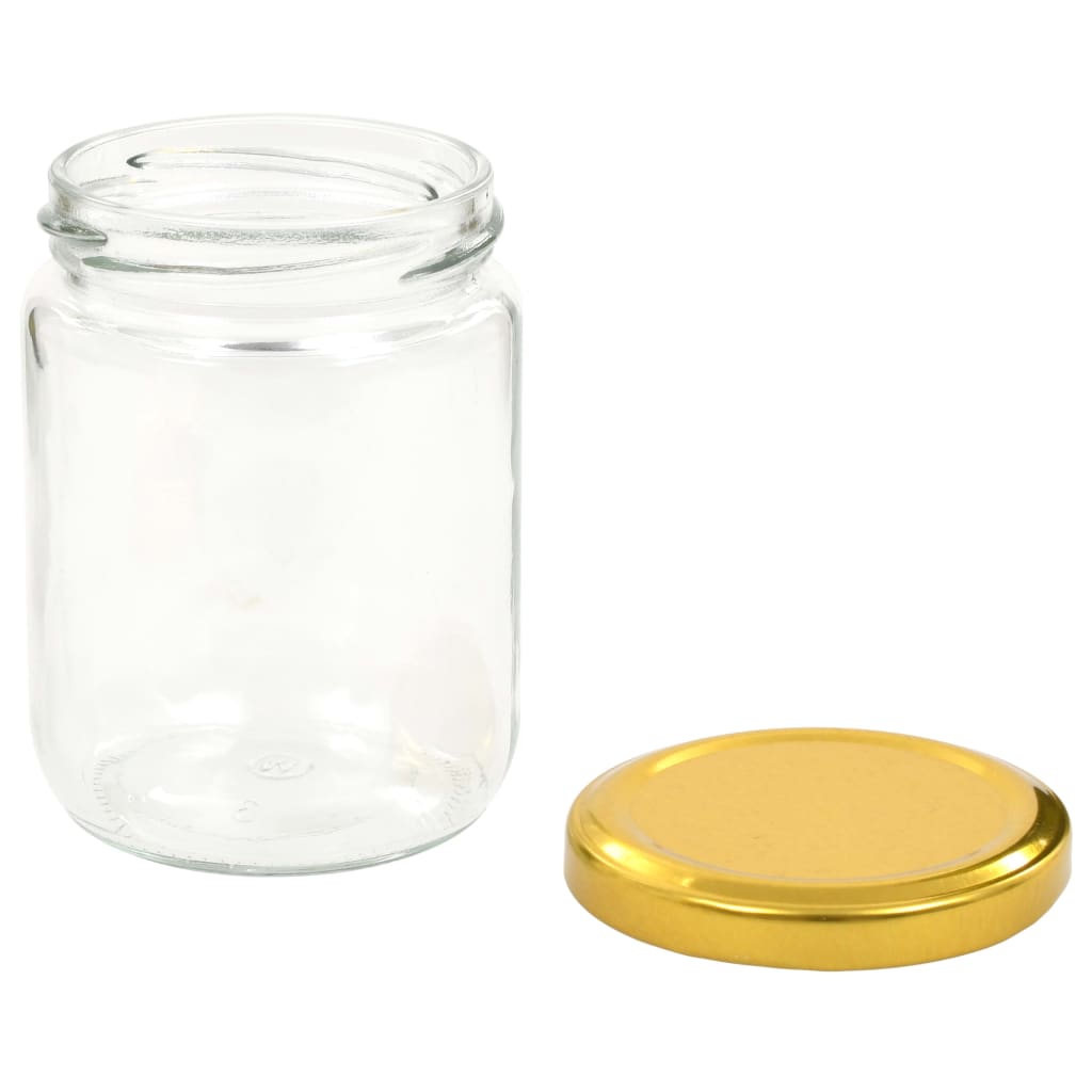 Vasi per Marmellata in Vetro Coperchio Oro 48 pz 230 ml - homemem39