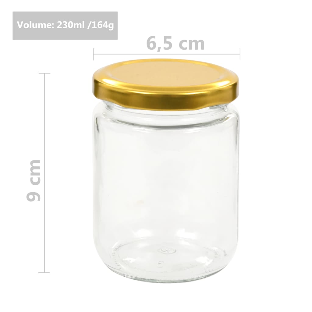 Vasi per Marmellata in Vetro Coperchio Oro 48 pz 230 ml | homemem39