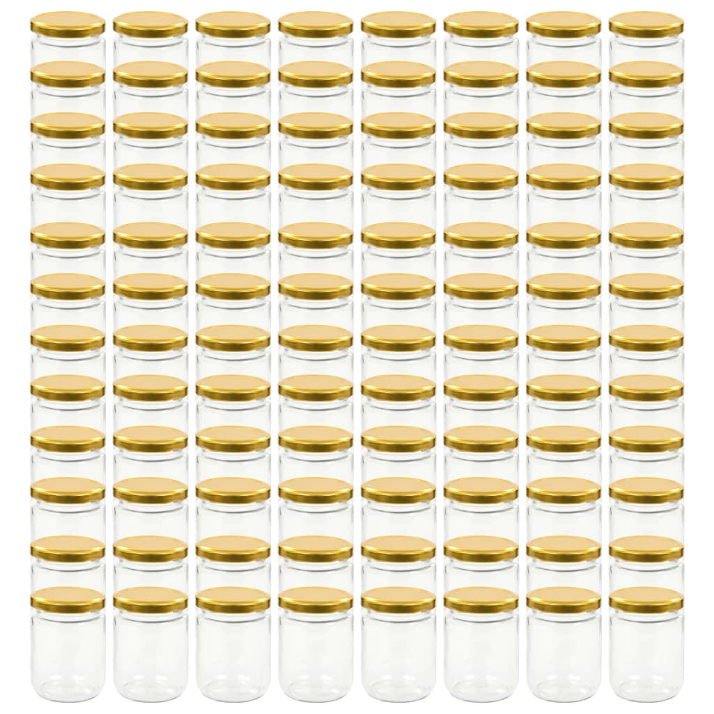 Vasi per Marmellata in Vetro Coperchio Oro 96 pz 230 ml - homemem39