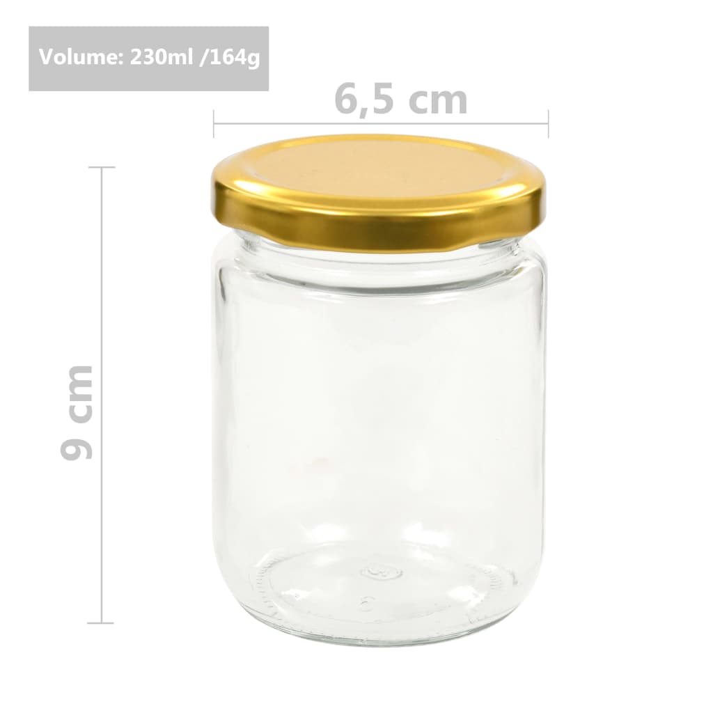 Vasi per Marmellata in Vetro Coperchio Oro 96 pz 230 ml | homemem39