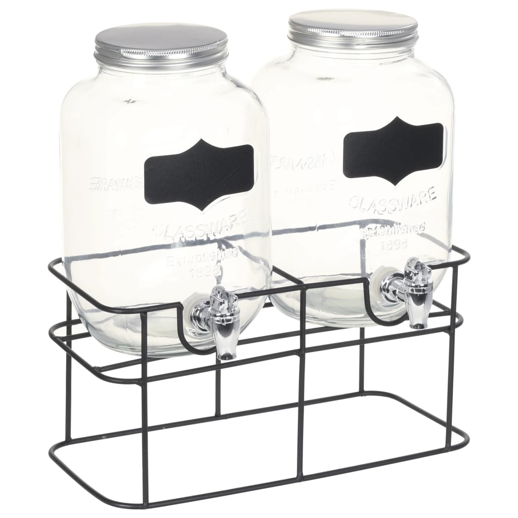 Distributori di Bevande 2 pz da 4 L con Supporto Vetro - homemem39