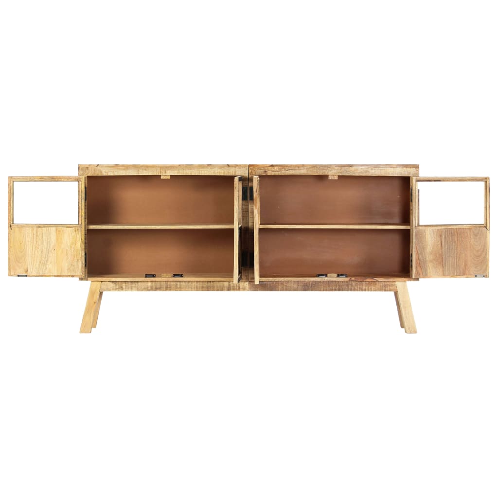 Credenza Marrone e Nera 160x30x80 cm Massello di Mango Grezzo - homemem39