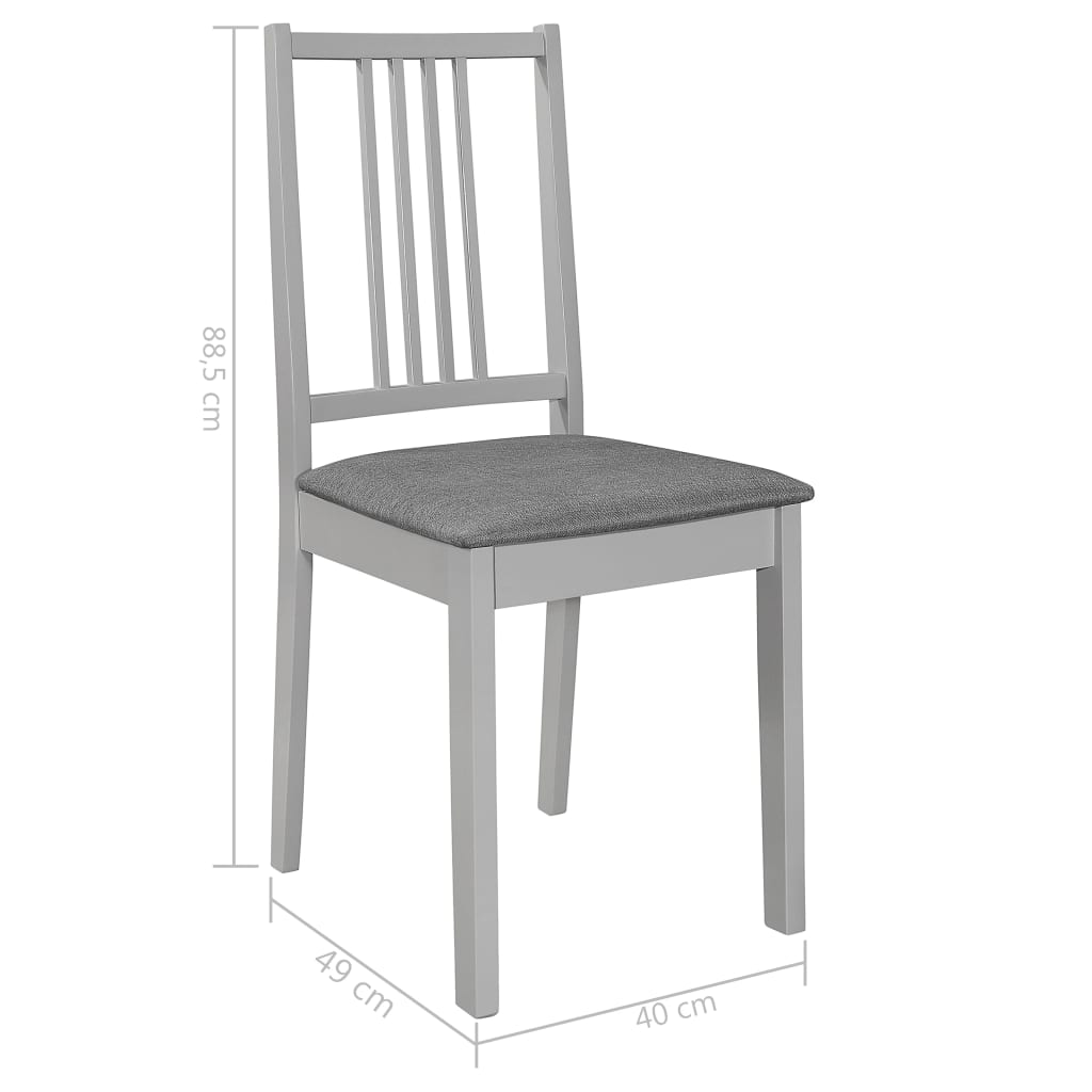 Sedie da Pranzo con Cuscini 4 pz Grigie in Legno Massello - homemem39