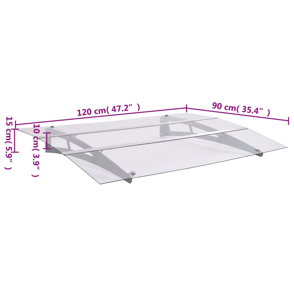 Tettoia per Porta Argento e Trasparente 120x90 cm Policarbonato | homemem39