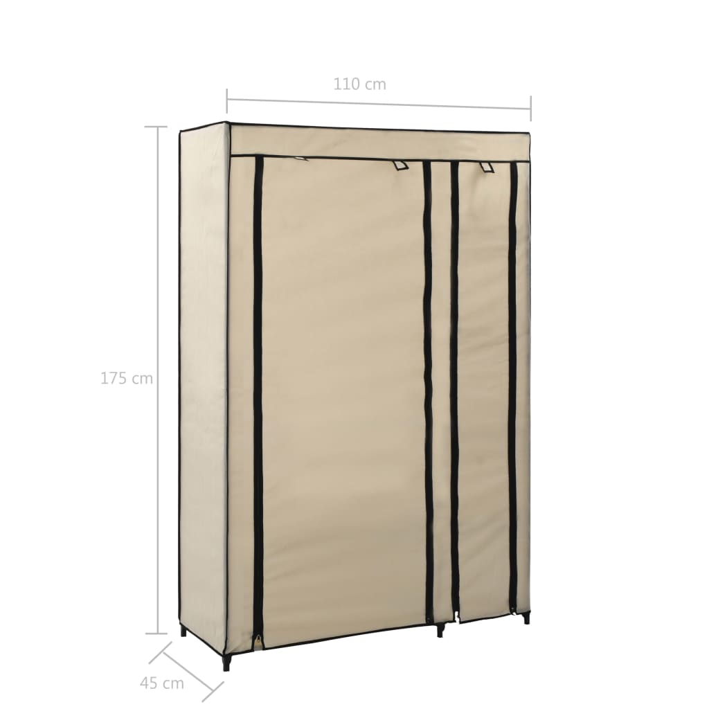 Armadio Pieghevole Crema 110x45x175 cm in Tessuto - homemem39