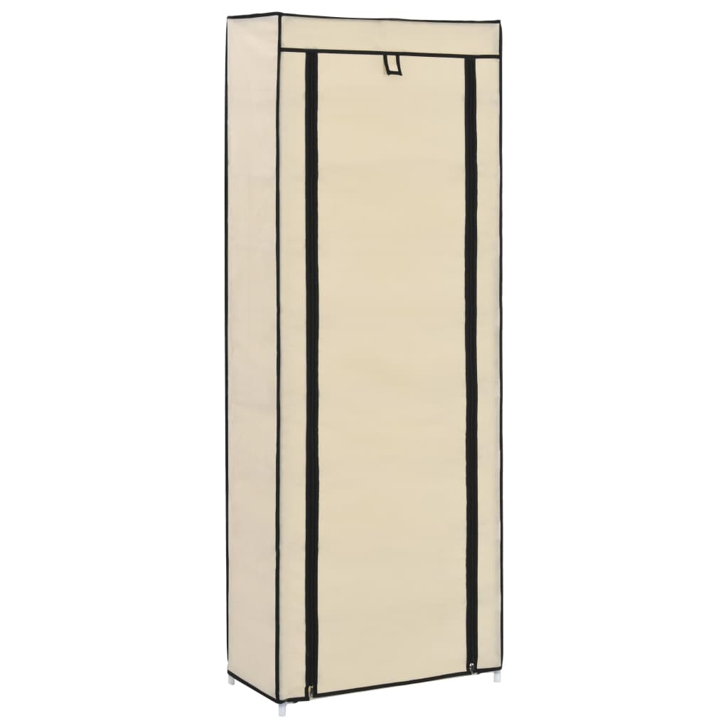 Scarpiera con Rivestimento in Tessuto Crema 57x29x162 cm - homemem39