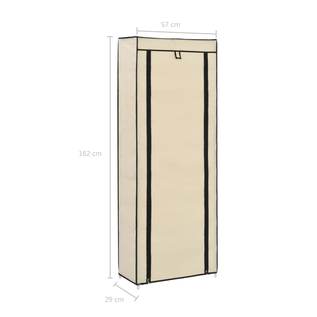Scarpiera con Rivestimento in Tessuto Crema 57x29x162 cm - homemem39