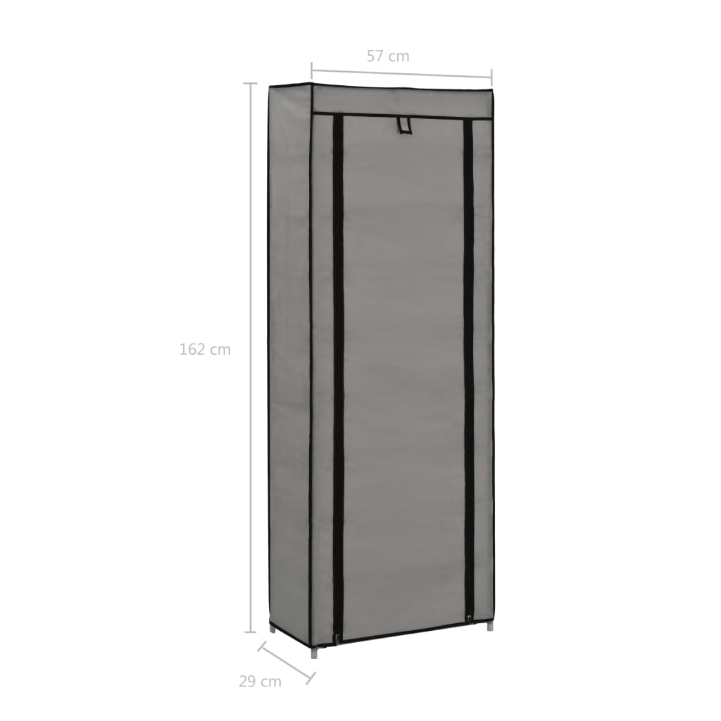 Scarpiera con Rivestimento in Tessuto Grigio 57x29x162 cm - homemem39