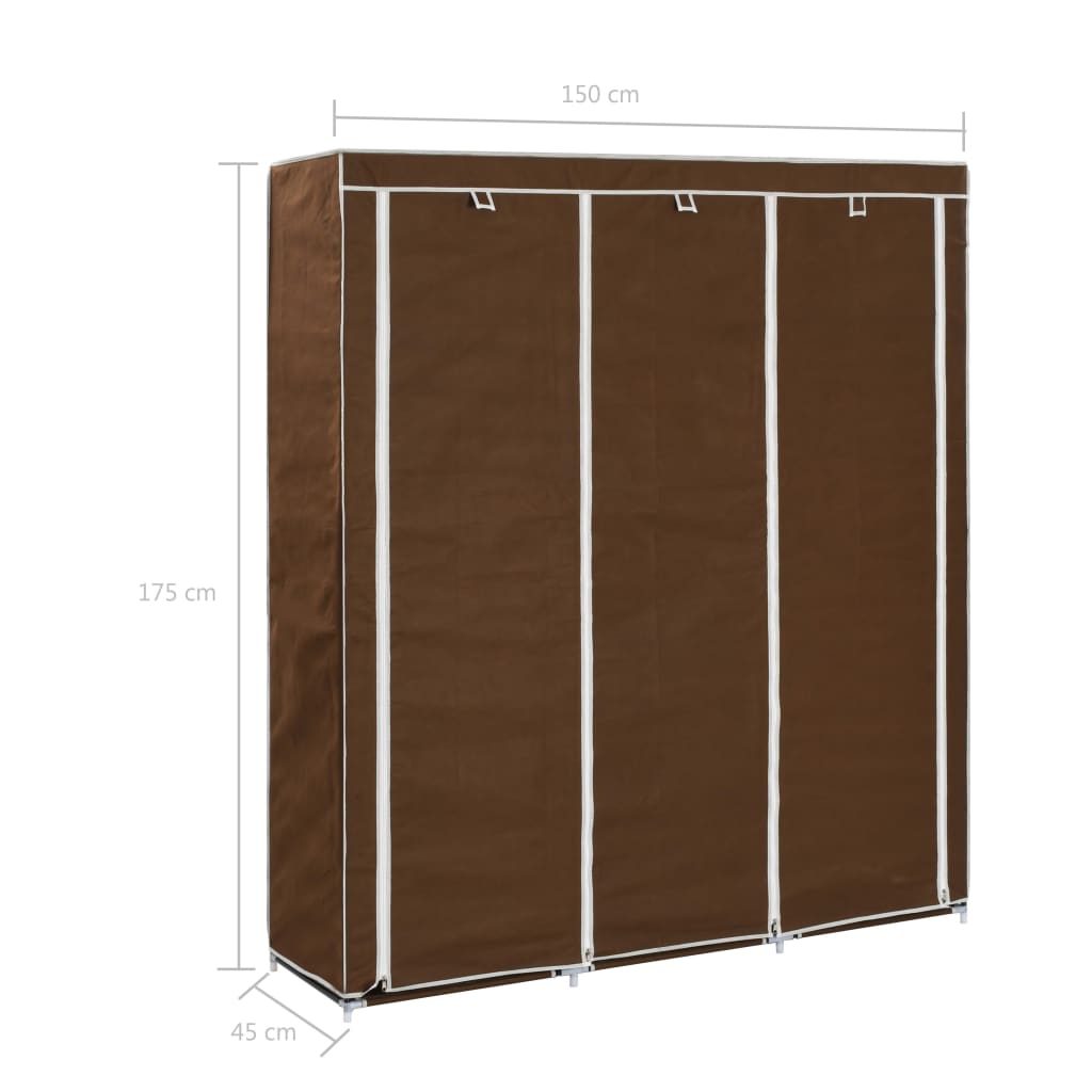 Armadio con Scomparti e Aste Marrone 150x45x175 cm in Tessuto | homemem39