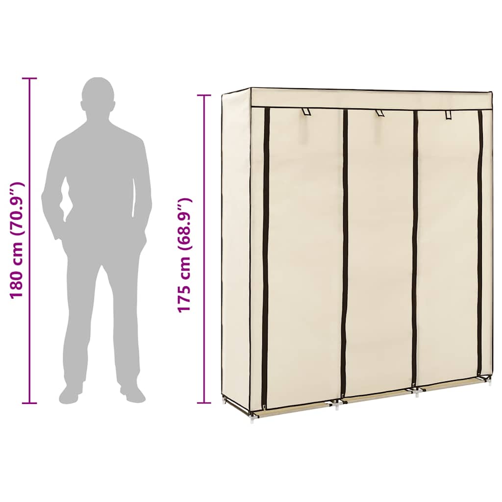 Armadio con Scomparti e Aste Crema 150x45x175 cm in Tessuto | homemem39