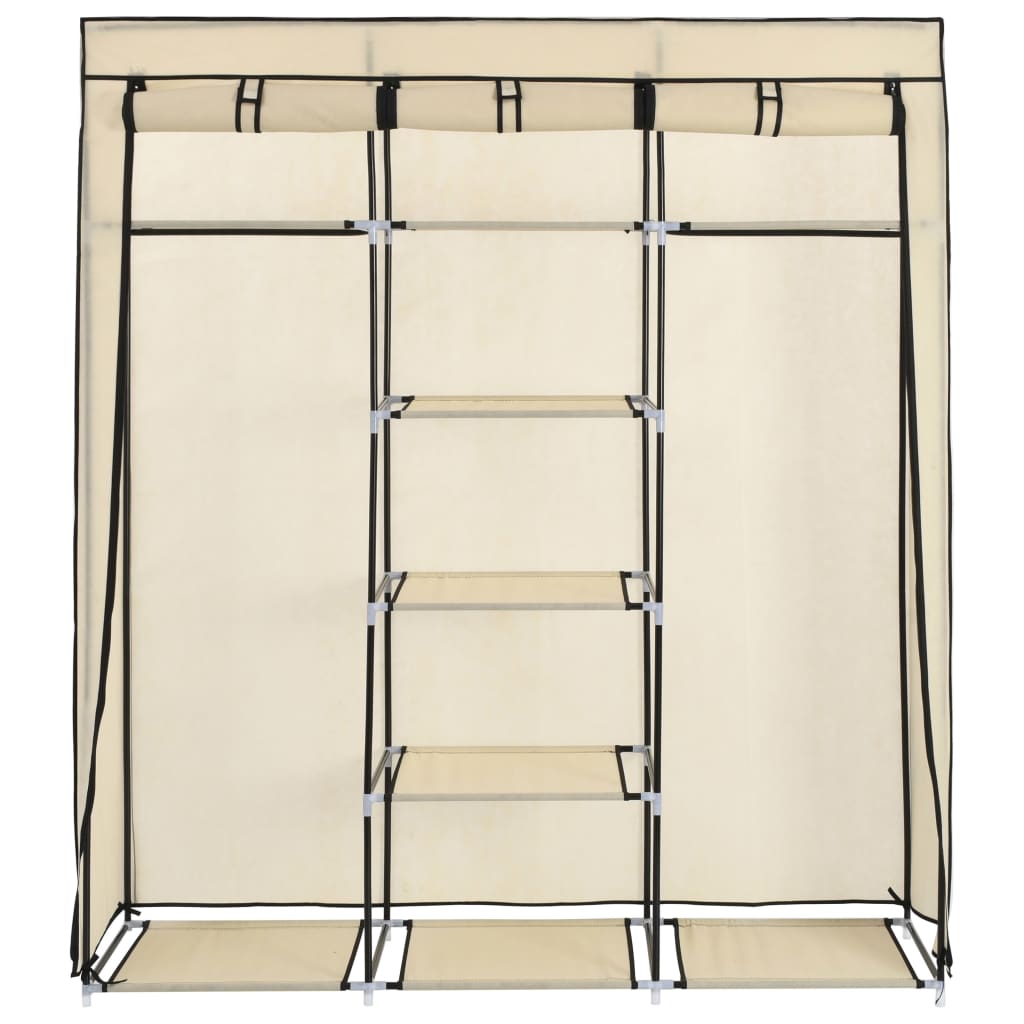 Armadio con Scomparti e Aste Crema 150x45x175 cm in Tessuto - homemem39