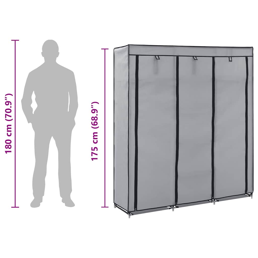 Armadio con Scomparti e Aste Grigio 150x45x175 cm in Tessuto | homemem39