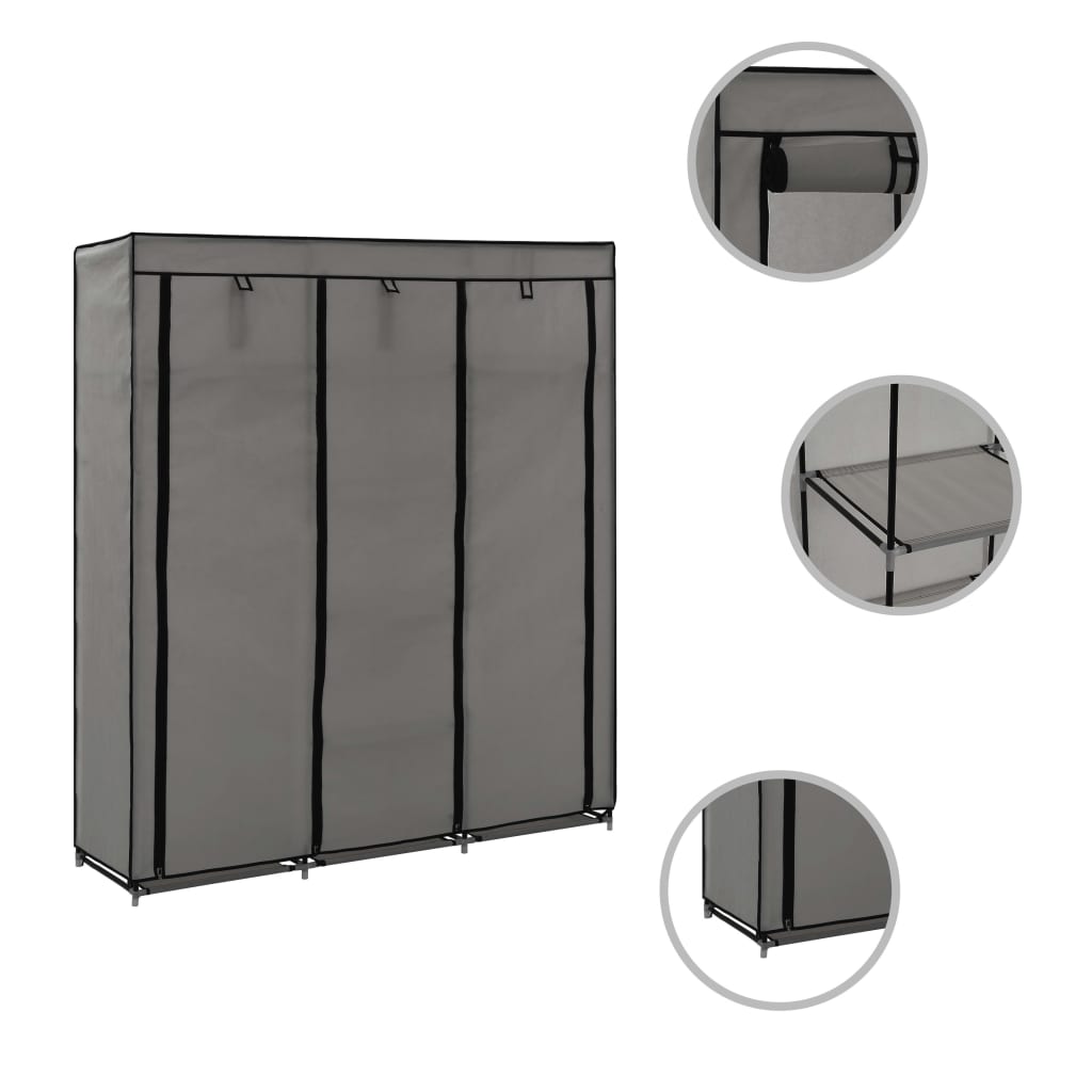 Armadio con Scomparti e Aste Grigio 150x45x175 cm in Tessuto - homemem39