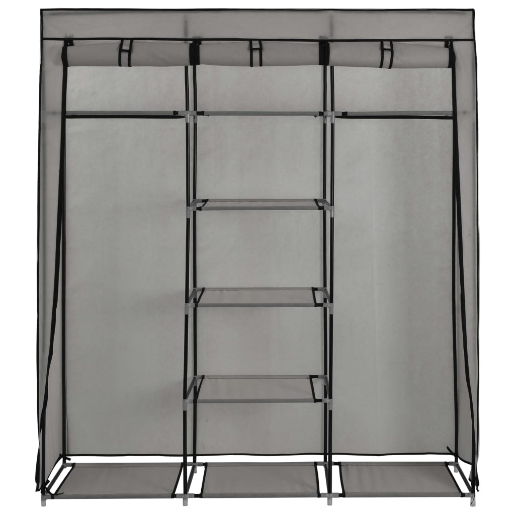 Armadio con Scomparti e Aste Grigio 150x45x175 cm in Tessuto - homemem39