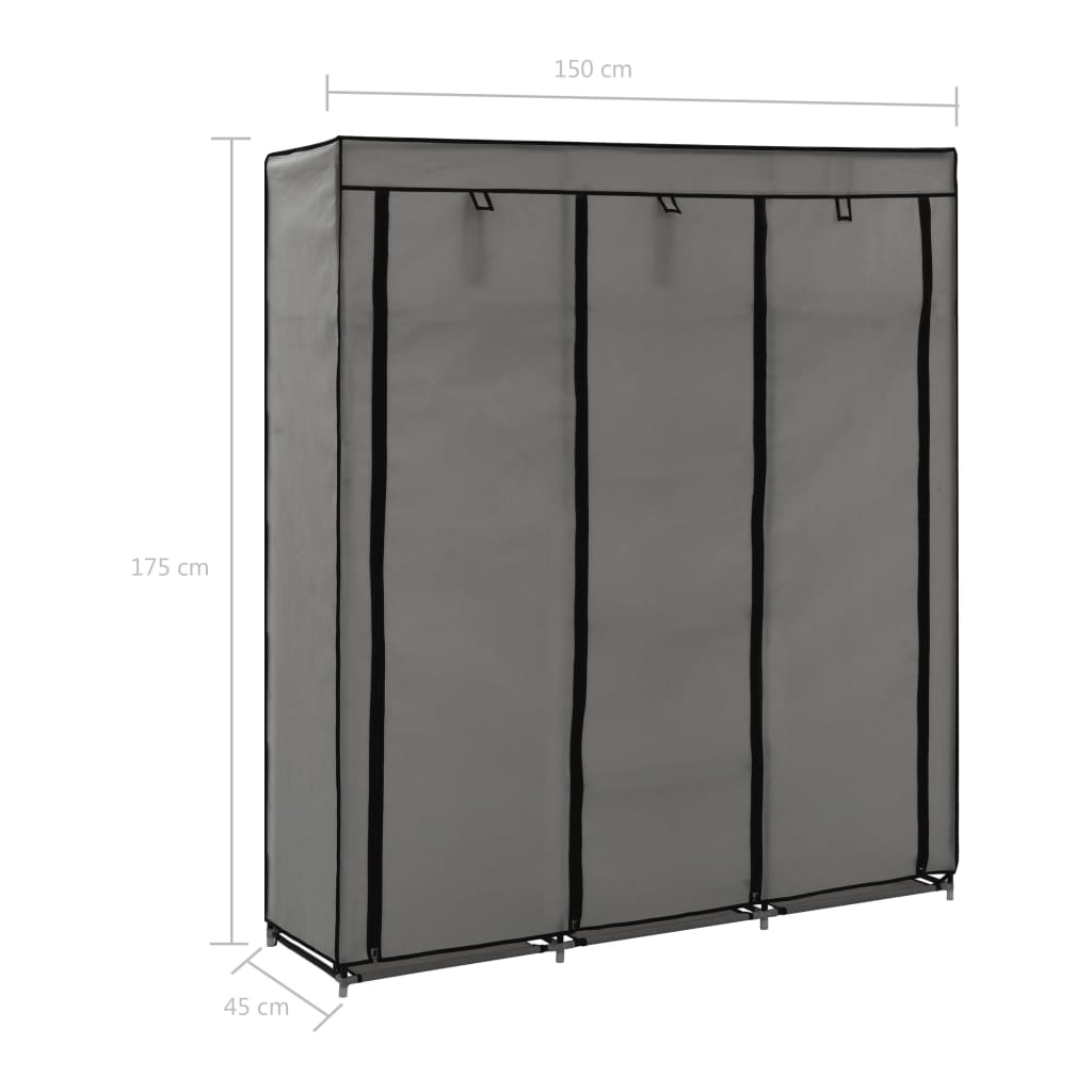 Armadio con Scomparti e Aste Grigio 150x45x175 cm in Tessuto - homemem39