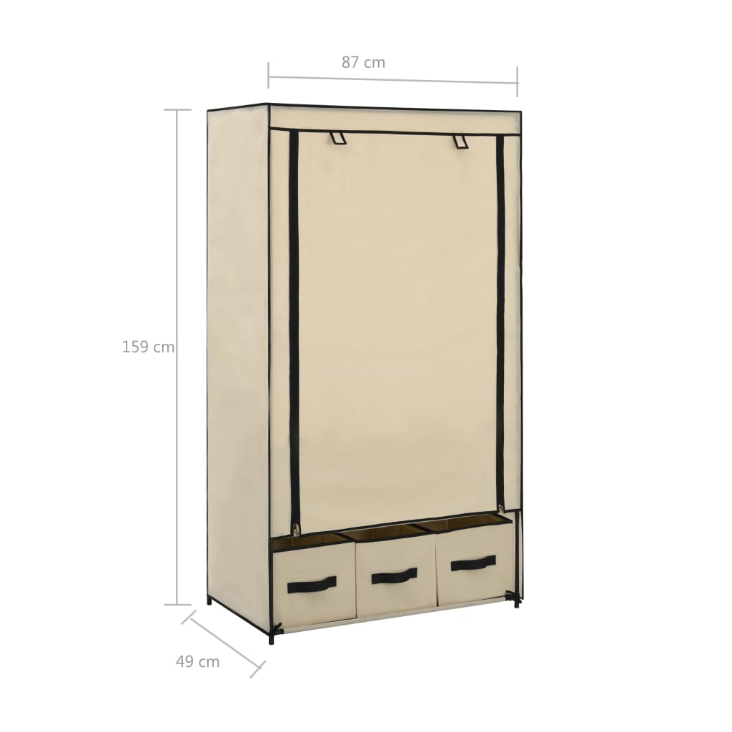 Armadio Crema 87x49x159 cm in Tessuto