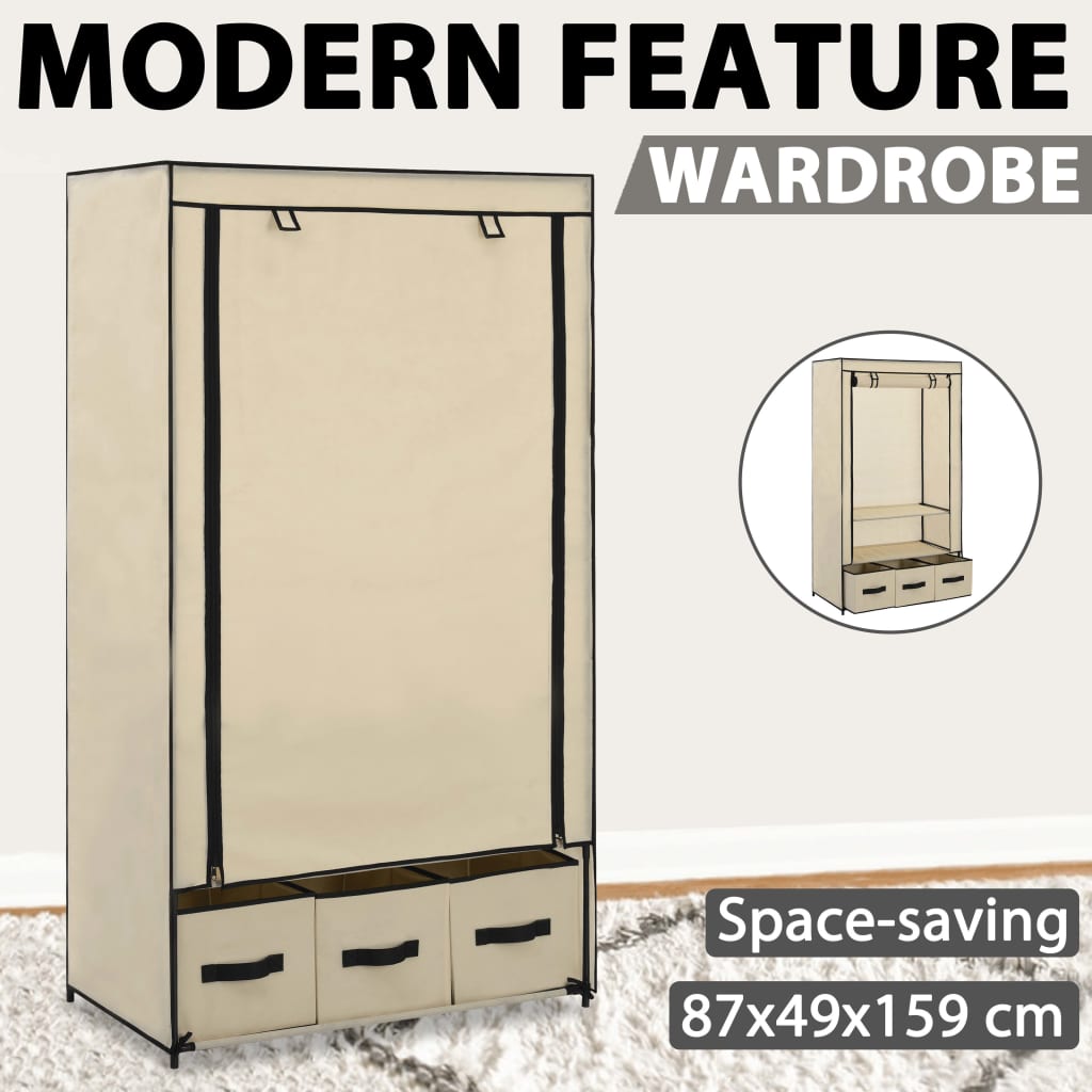 Armadio Crema 87x49x159 cm in Tessuto
