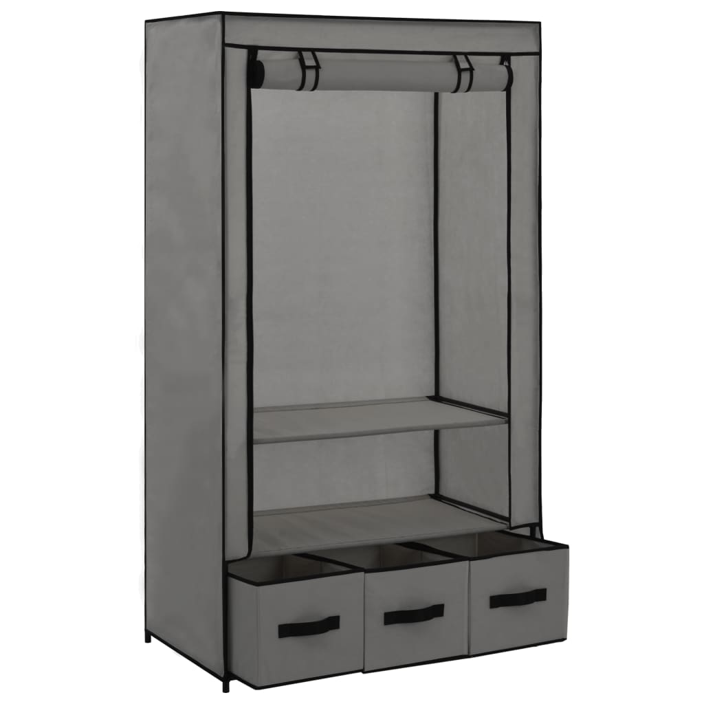 Armadio Grigio 87x49x159 cm in Tessuto - homemem39
