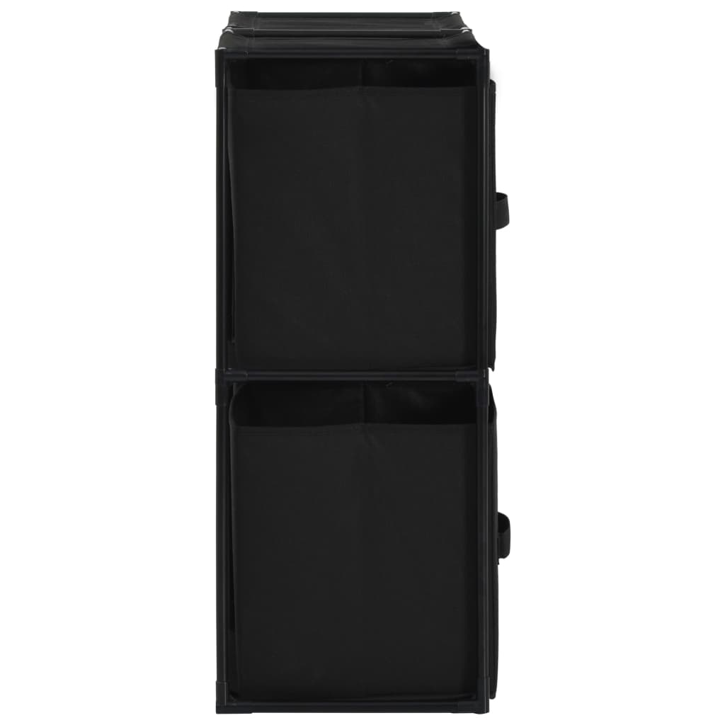 Armadietto con 4 Cesti in Tessuto Nero 63x30x71 cm Acciaio - homemem39