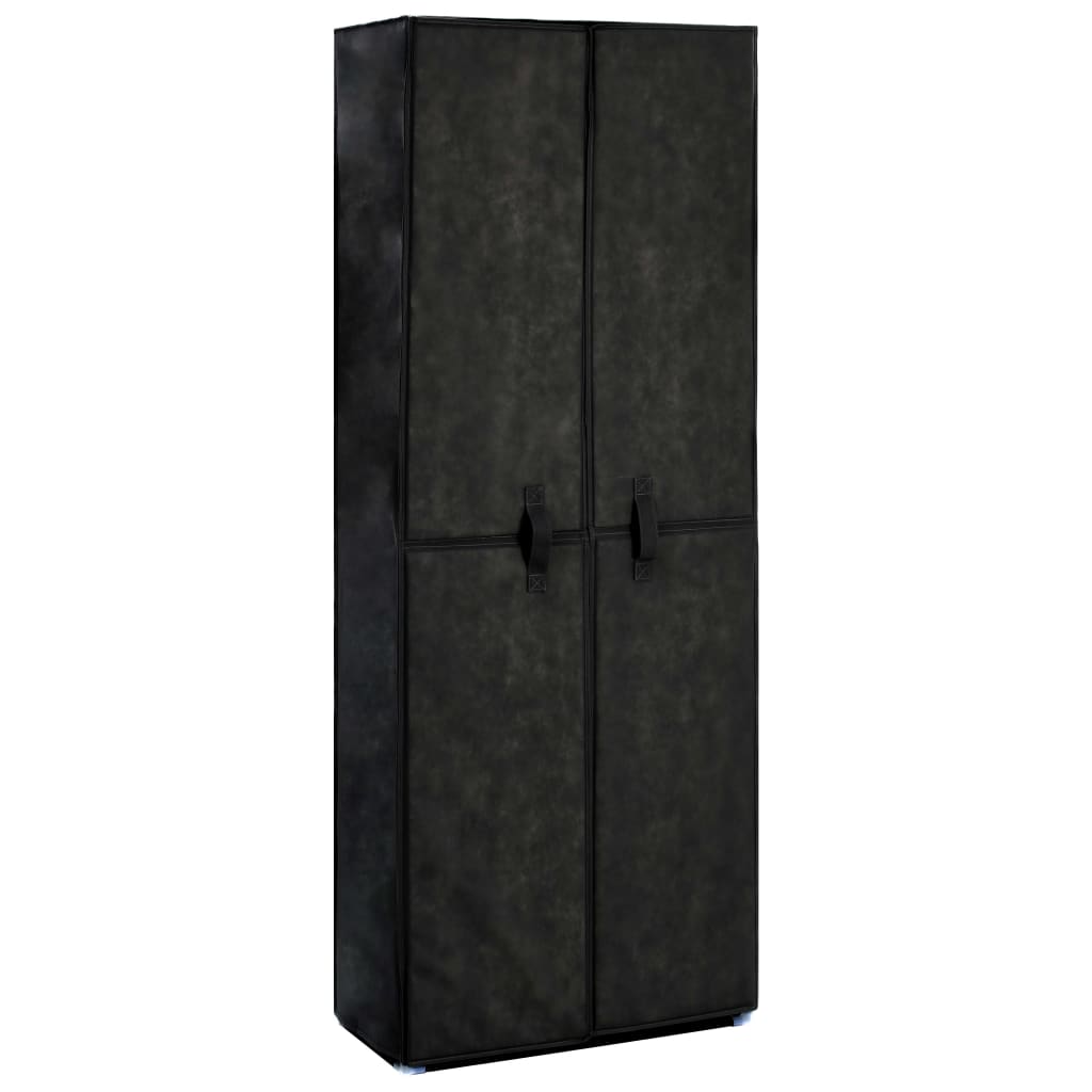 Scarpiera Nera 60x30x166 cm in Tessuto - homemem39