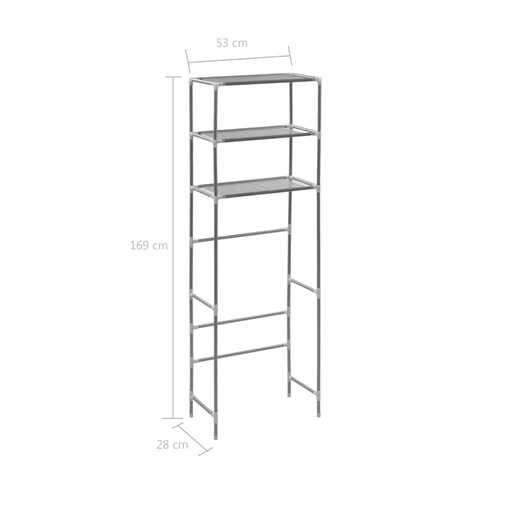 Scaffale per Bagno con 3 Ripiani Argento 53x28x169 cm | homemem39