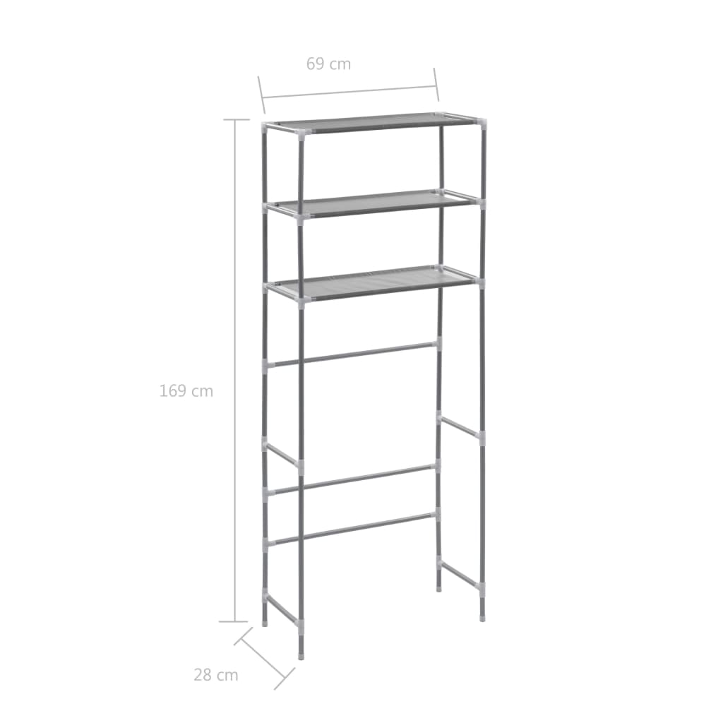 Scaffale per Lavatrice con 3 Ripiani Argento 69x28x169 cm | homemem39