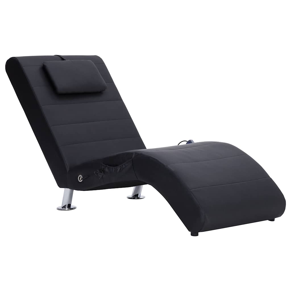 Sdraio Massaggiante con Cuscino Nero in Similpelle - homemem39
